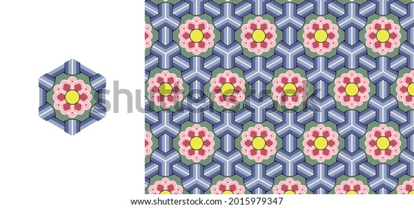 Dancheong Korean Traditional Decorative Patterns Temples 库存矢量图（免版税 ...