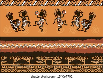 Dancing aborigines. Papuan. Aborigine. African Set