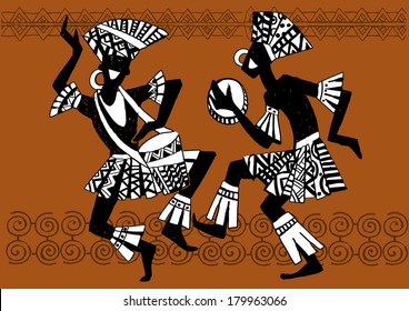 Dancing aborigines.Papuan.Aborigine
