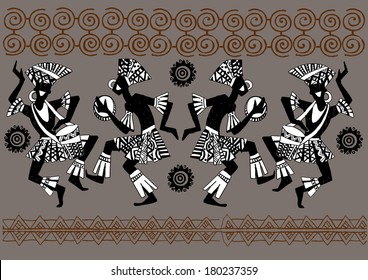 Dancing aborigines.Papuan.Aborigine
