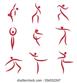 Dancing abstract people, symbols - Illustration