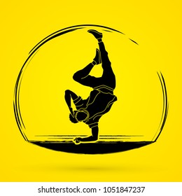 Dancing action, dancer training graphic vector.