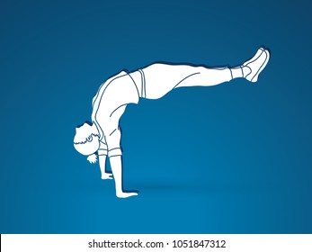 Dancing action, dancer training graphic vector.