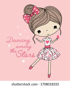 dancing among the stars. cute girl. tees design