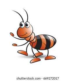 dancing ant in color-vector drawing