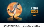 Dancing astronaut on the background of the mars and space. Vector illustration