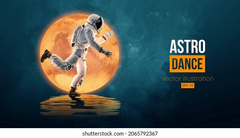 Dancing astronaut on the background of the mars and space. Vector illustration