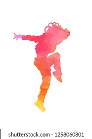 Dancing astronaut. Watercolor