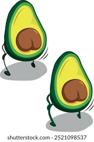 Dancing avocado. Collection of avocados depicting actions or activities of daily life, vector illustration.