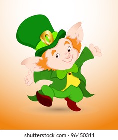 Dancing Baby Leprechaun-St. Patrick's Day Cartoon Vector Illustration