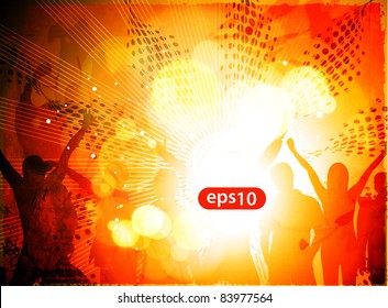 Dancing background of music party people vector.