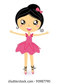 Dancing ballerina in basic pose isolated on white