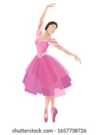 Dancing ballerina. Beautiful dancer in pink dress.