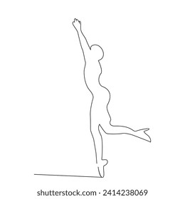 Dancing ballerina continuous single line drawing and one line minimalist dancer outline vector art illustration
