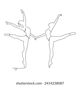 Dancing ballerina continuous single line drawing and one line minimalist dancer outline vector art illustration
