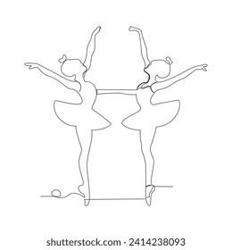 Dancing ballerina continuous single line drawing and one line minimalist dancer outline vector art illustration
