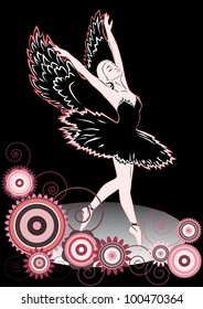 Dancing ballerina in the form of a black swan.