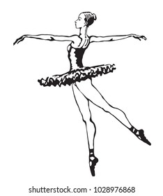 Dancing ballerina. Hand-drawn vector sketch.