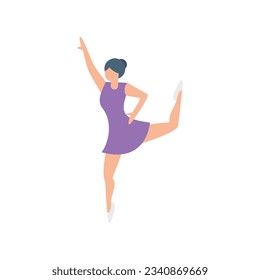 Dancing ballerina icon flat vector. Ballet dance girl. Ballerina dancer isolated