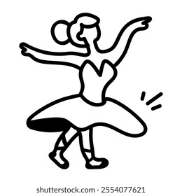 Dancing ballerina icon in hand drawn style 

