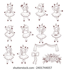 Dancing Ballerina Line art Unicorn Collection