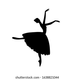 Dancing ballerina in a long skirt. Vector clipart isolated design elements.  Silhouette of a ballerina.