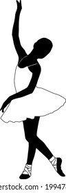 Bailarina sobre fondo blanco. Gráfico vectorial