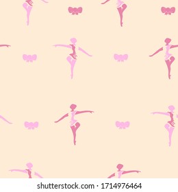 Patrón de bailarina sobre fondo amarillo suave