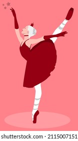 Dancing ballerina in profile. Girl in pointe shoes and tutu. Vector flat illustration.