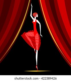 dancing ballerina in red