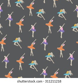 Dancing ballerina seamless pattern