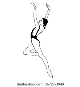 Dancing ballerina silhouette. Ballet dancer woman figure. Vector illustration. 