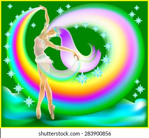 Dancing ballerina, vector cartoon image