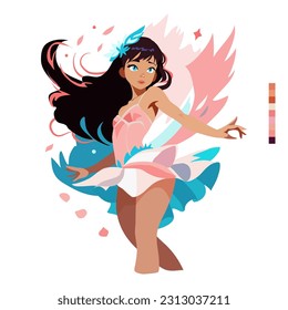Dancing ballerina. Vector illustration, can be used as mascot, promotion for brands, season offers, ballet class, school logo.