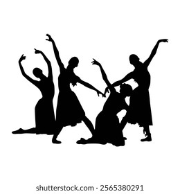 Dancing ballerinas vector . People dancing silhouettes