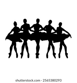 Dancing ballerinas vector . People dancing silhouettes