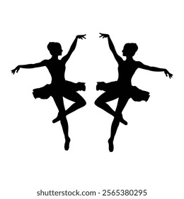 Dancing ballerinas vector . People dancing silhouettes