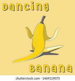 Dancing banana cartoon character on white background vector illustration