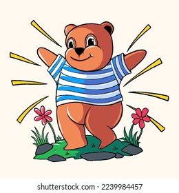 dancing bear cartoon vector illustration