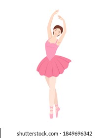 Dancing beautiful ballerina on white background, vector illustration