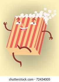 A dancing box of movie popcorn.