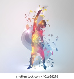 Dancing Boy with Colorful Geometric Triangles- Vector Illustration