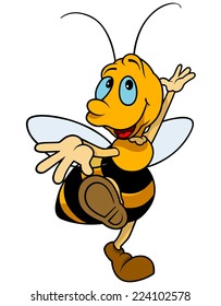 Dancing Bumblebee - Colored Cartoon Illustration, Vector