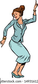 Dancing business woman. Disco dance club music. Pop art retro vector illustration drawing
