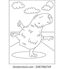 dancing capybara chilling coloring book page for kids or grown adults coloring book mindful relaxation activity