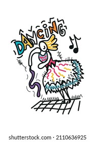 dancing cartoon doodle girl,t-shirt design fashion vector illustration