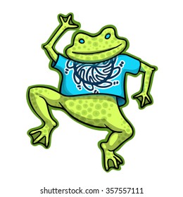 dancing cartoon frog vector 
