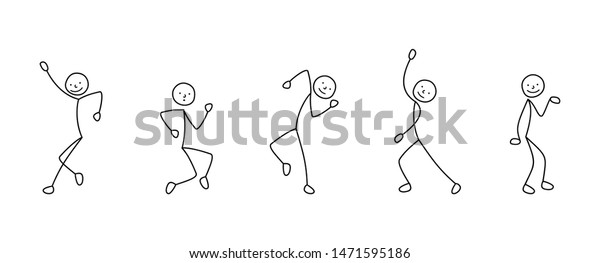 Dancing Cartoon Icons Set Sketch People Stock Vector (Royalty Free ...