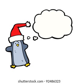 Pingüino de dibujos animados bailando en sombrero de Navidad