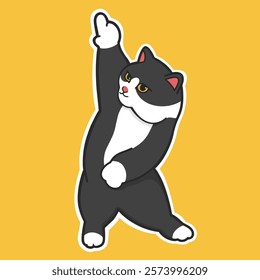 Dancing Cat Meme Sticker Vector Cute Illustration